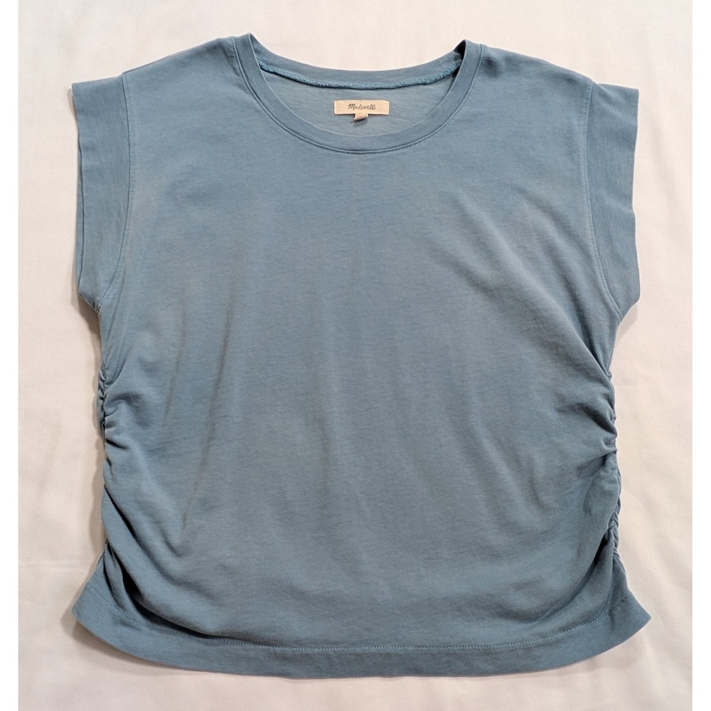 Madewell Side Cinch Muscle Tee Blouse Top Blue Medium M
